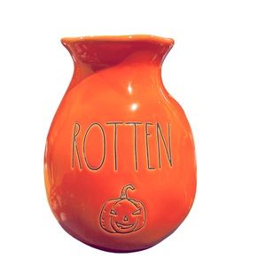 Rae Dunn ROTTEN Artisan Collection Halloween 2022 Orange 5.25” Bud Vase
